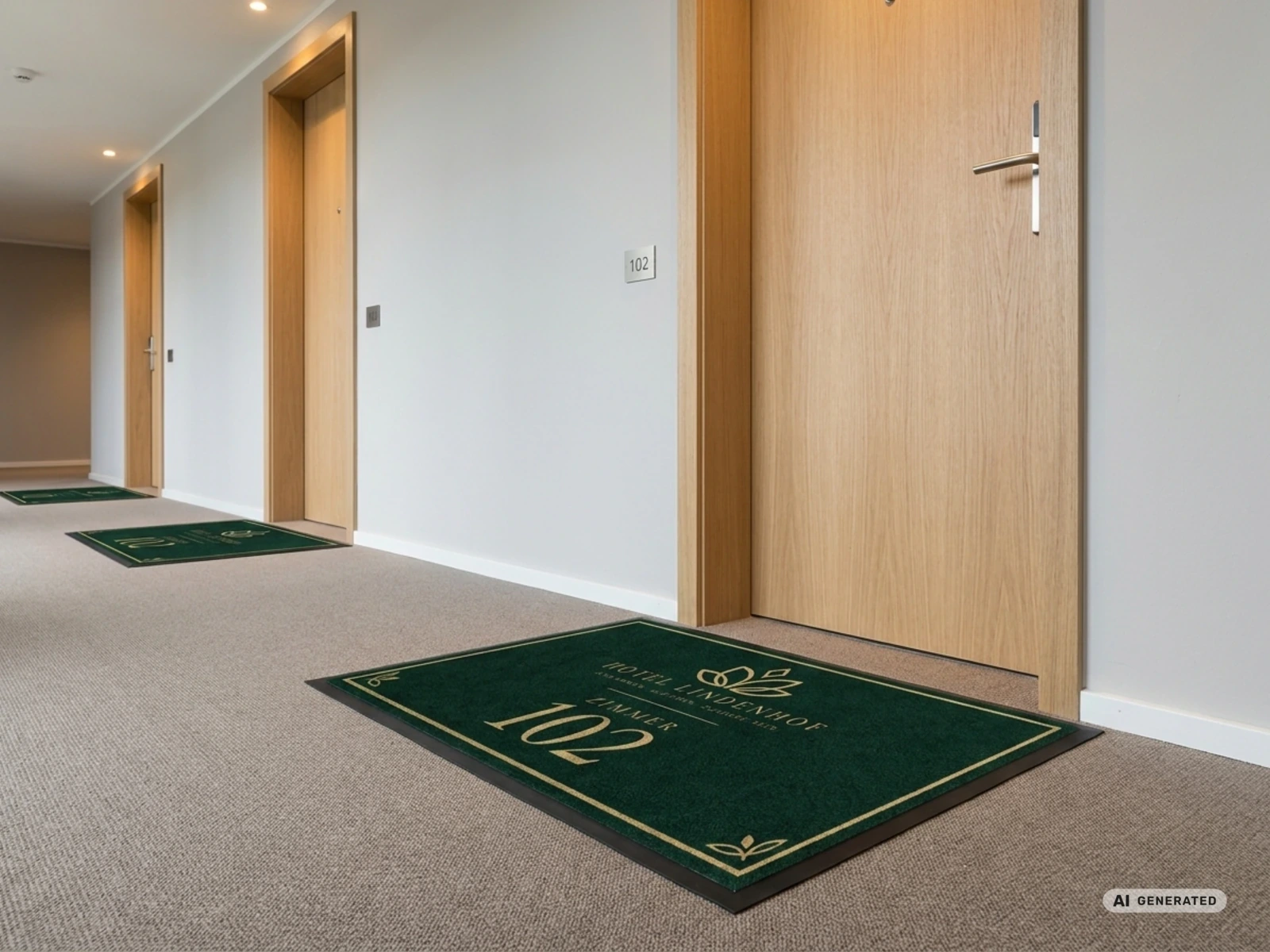 Fußmatten mit Hotellogo im Hotelflur
